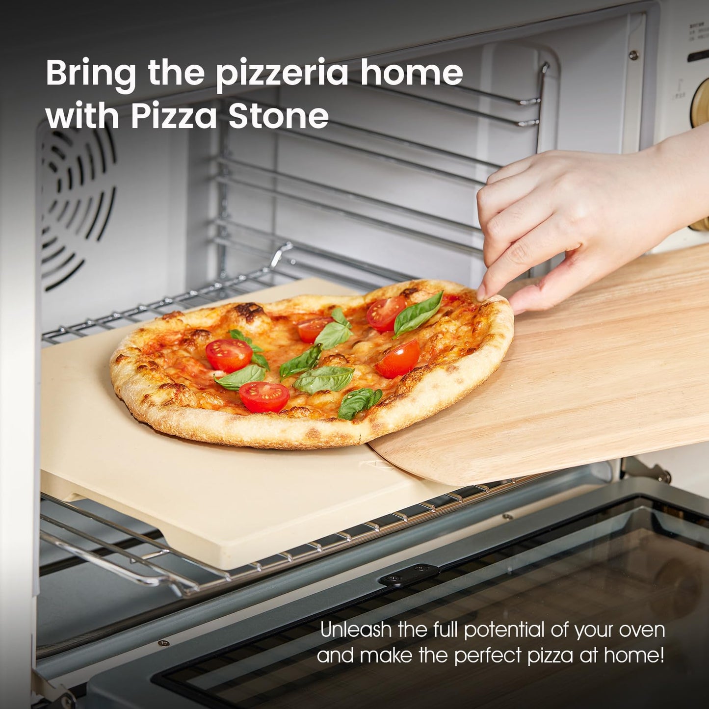ROCKSHEAT Pizza Stone for Oven and Grill, 15x12 Inch Cordierite Baking Stone with 4 Built-in Handles, 7.4lbs Heavy Duty Thermal Shock Resistant for Crispy Crust Pizza Bread Cookies BBQ
