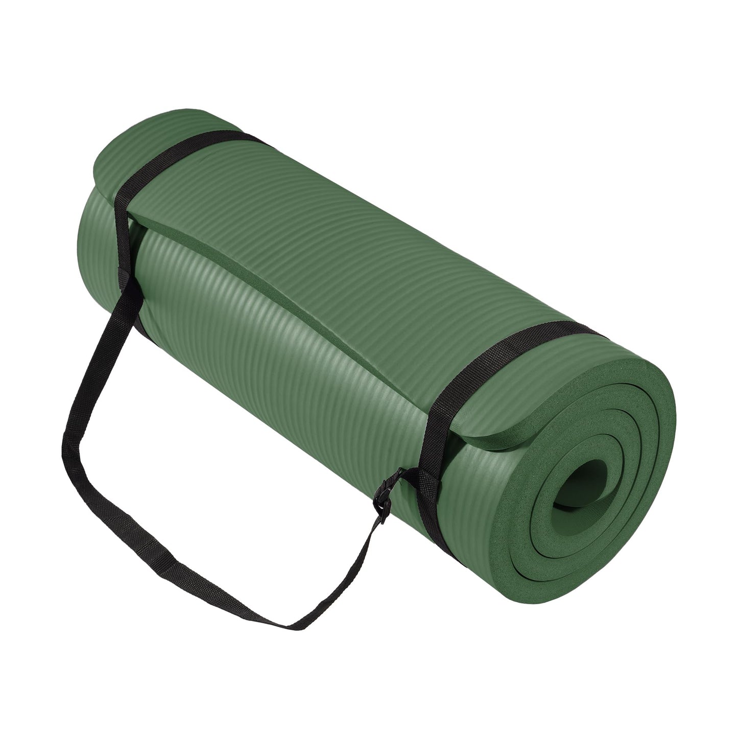 Fitvids Yoga Mat 1-Inch Extra Thick High-Density Exercise Mat with Non-Slip Surface & Carry Strap for Men & Women Tear-Resistant Pilates Workout Mat for Home Gym, Floor Fitness