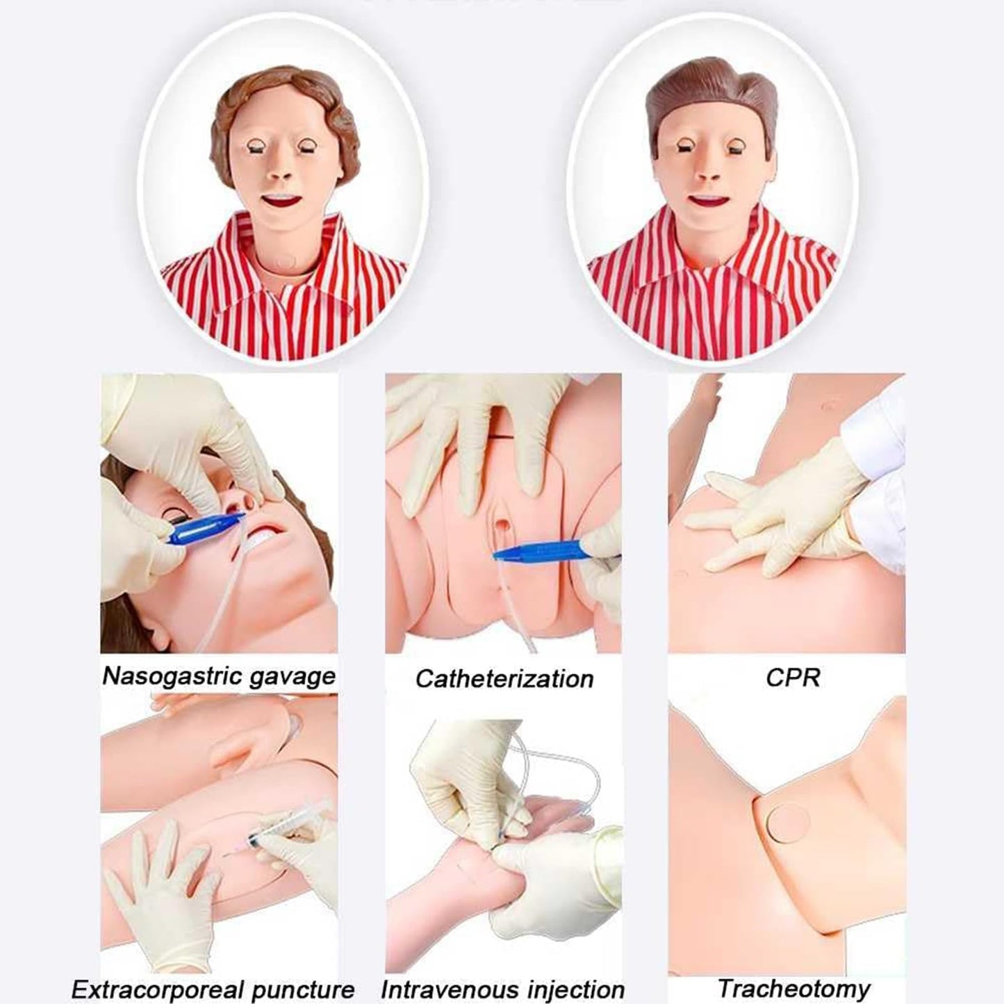 Medical Mannequin for Training, Patient Care Medical Manikin -Body Anatomical Patient Care Skills Model with Hospital Gown and Replace Module for Nursing Medical Training Teaching Pratice(Male)