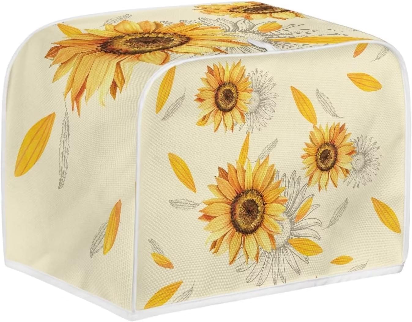 Sunflowers Toaster Cover, 4 Slice Appliance Dust Cover, Flower Theme Kitchen Small Appliance Covers, Fits Long Slot