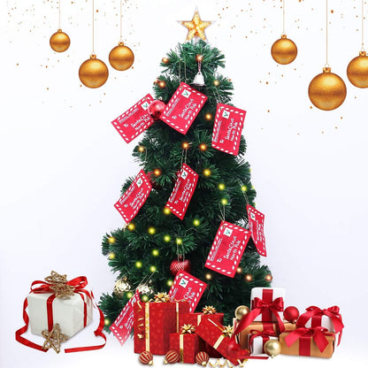 Letter Envelope to Santa Claus, 10pcs Christmas Candy Bag Tree Ornament Embroidery (Red)