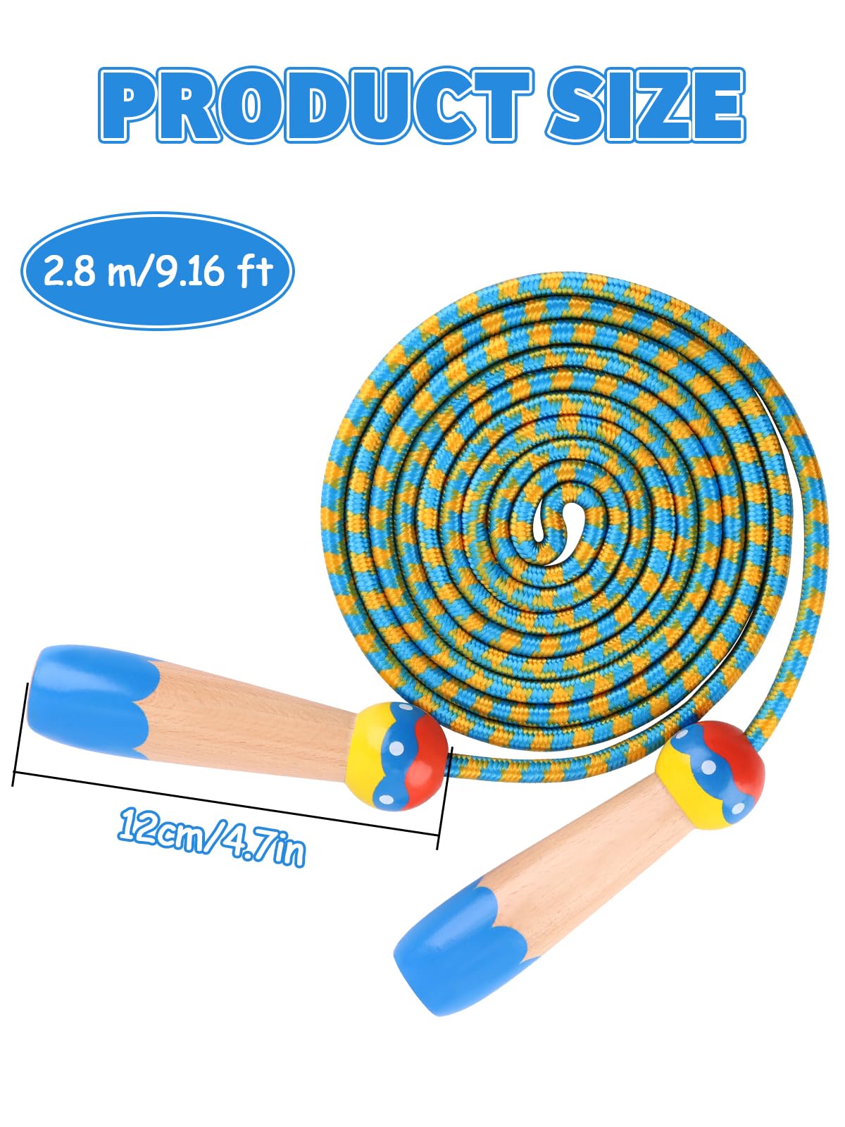 Jump Rope for Kids, Lorvain Adjustable Skipping Rope, Kids Jump Ropes with Wooden Handle for Girls Boys, Weighted Jumping Ropes for Fitness Workout Exercise Outdoor Fun Activity