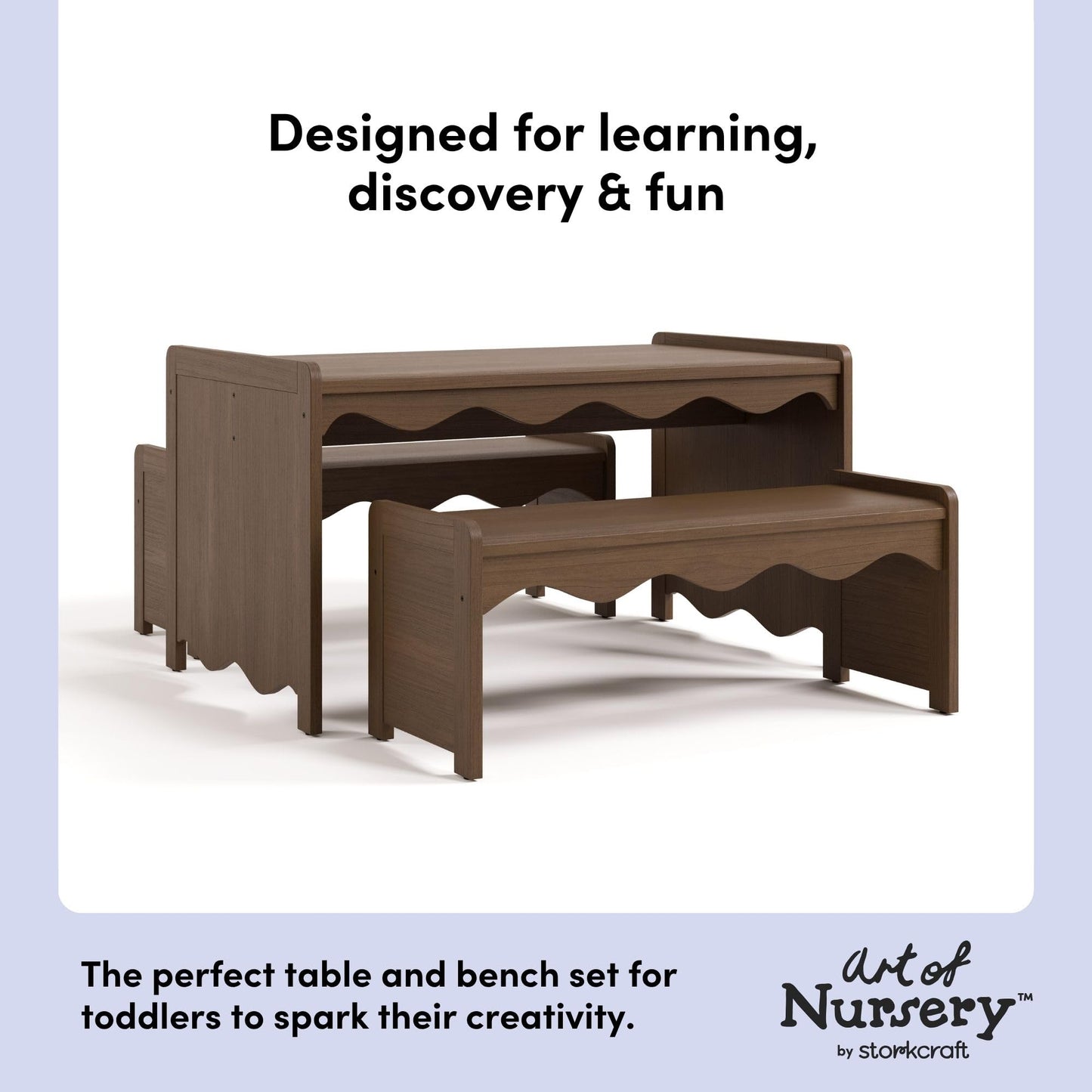 Storkcraft Casablanca Montessori Indoor Kids Table & Bench Set – Premium Kids Activity Table and Bench Set, Toddler Furniture for Crafts and Snack Time, Durable & Easy-to-Clean Surface (Hazelnut)