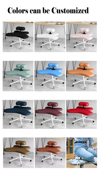 360° Rotatable Meditation Chair for Improve Posture, Cross Legged Kneeling Office Chair Game Stool with Wheels, Waterproof Ergonomic Cross Legged Chai,White-One Size