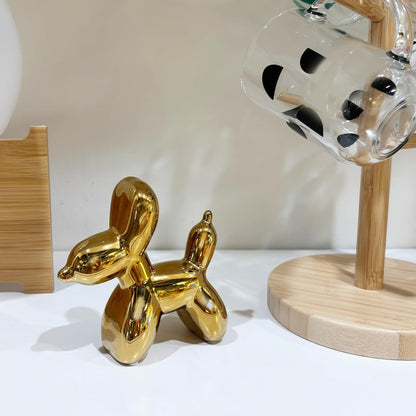 DANELYNN Modern Balloon Dog Decorative Sculpture,Ceramic Dog Figurines Statues Contemporary Art Decor for Living