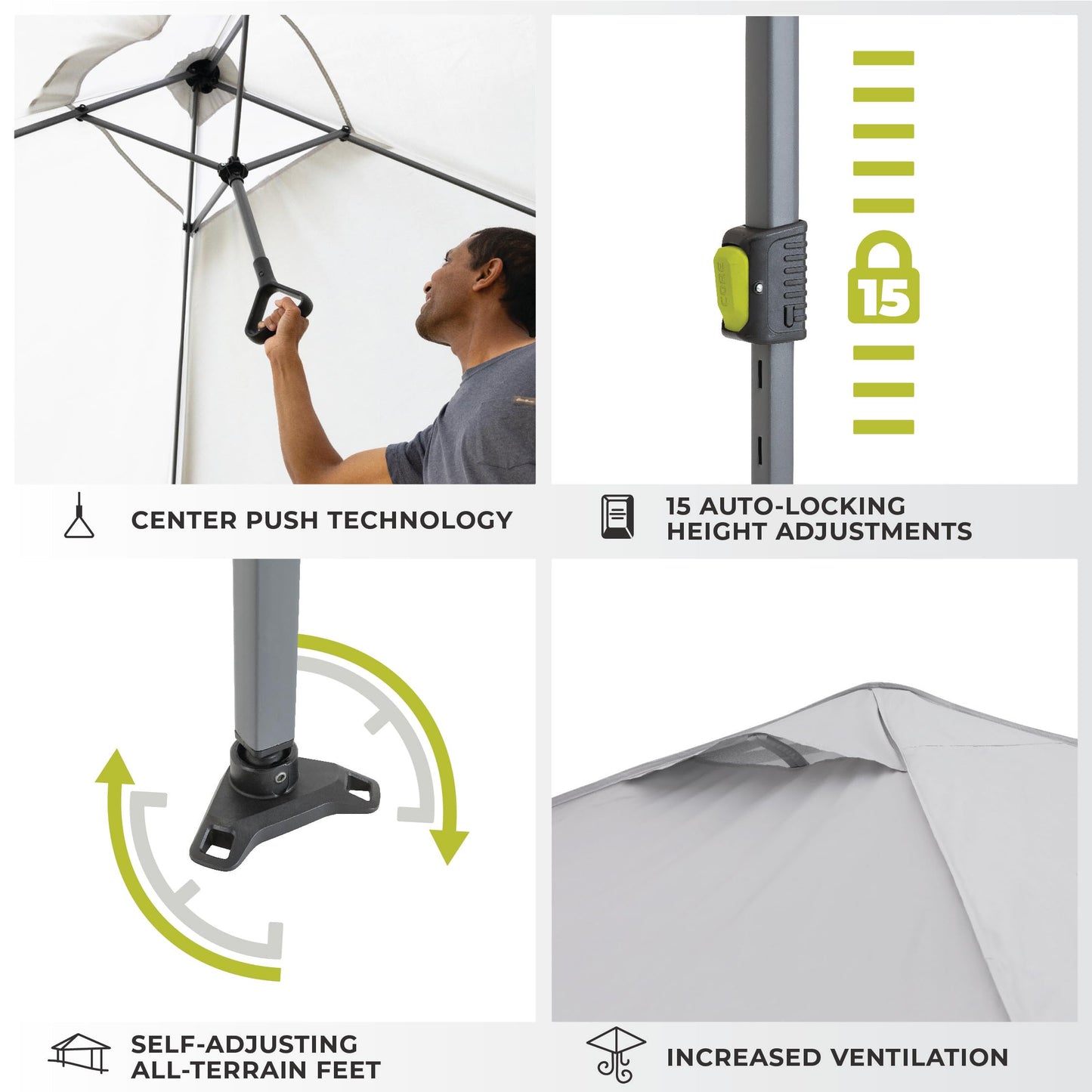 CORE 13 FT x 13 FT Instant Pop Up Canopy Tent | Portable Straight Leg Outdoor Gazebo Shelter with Wheeled Carry Bag | Perfect for Camping, Beach, Picnic, Backyards, BBQ, Tailgate, Patio and Party