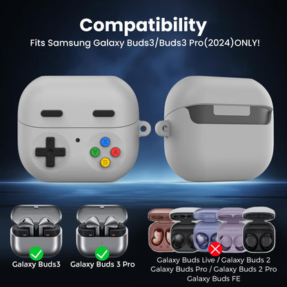 Delidigi Case for Samsung Galaxy Buds3 FE (2025)/Pro and Galaxy Buds3 (2024), Silicone Classic Game Design Galaxy Buds3 Series Protective Cover Skin for Man with Cleaner Kit&Carabiner