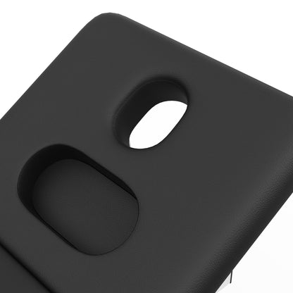 pouseayar 31.5'' Wide × 75'' Long Stationary Massage Table with Backrest and Storage Space for Treatment Table Physical Therapy Table Spa Facial Bed, 6 Square Legs Metal Frame PU Leather - Black