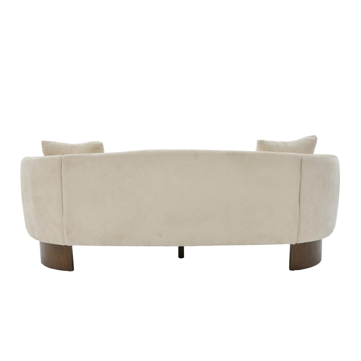 Christopher Knight Home 81 inch Curved Boucle Sofa with Wooden Base Indoor Couch Upholstered Modern Living Room Sofa Comfortable Wood Frame Seating for Home Lounge, Beige