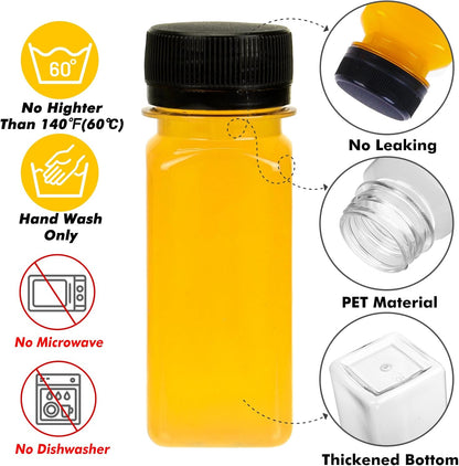 36pcs 2oz BAKHUK Plastic Shot Juice Bottles with Caps, Ginger Shot Bottles Reusable Clear Bulk Beverage Containers