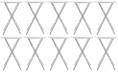 BTEXPERT White 2.63 Foot 32in Round Plastic Bar Height Folding Cocktail Table 330lb Weight Capacity Commercial Portable Banquet Dining Wedding Party Standing Event Indoor Outdoor Thick Top Set of 10