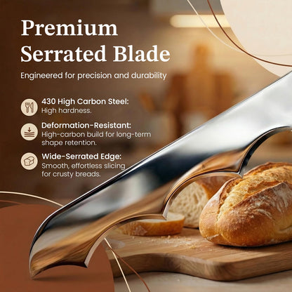COOKEERS Sourdough Bow Bread Knife –Large Bread Slicer for Homemade Bread with Serrated Stainless Steel Blade, Even Slice Cutter for Baguettes, Bagels, Thoughtful bread lame,Gift for Bread Lovers
