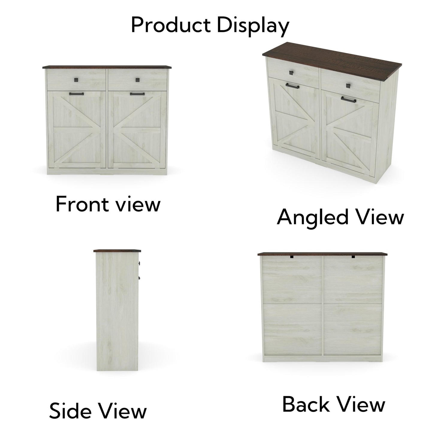 HUYYA Modern Sideboard Cabinet Buffet Storage Console Credenza for Dining Room, Free Standing Tilt Out Trash, Laundry Sorter Cabinet with Sturdy Construction and Easy Clean Surf