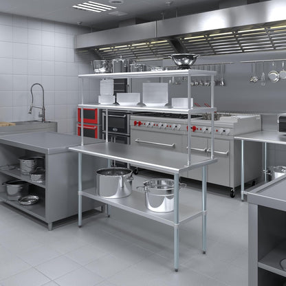 Express KitchQuip NSF Certified 18 Gauge Heavy Duty Stainless Steel Double overshelf with Brackets for Kitchens, Utility Rooms, Storage, Offices & Home