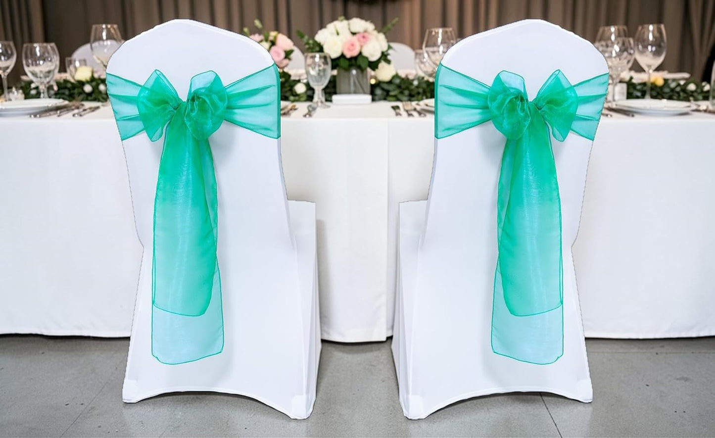 Pack 50 MDS of PCS Organza Chair Sashes Wider Dining Chair Bows Ribbon Tie Back for Wedding Party Birthday Bridal