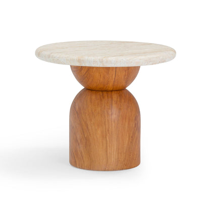 Tov Furniture Cynthia Travertine Concrete Indoor/Outdoor Side Table