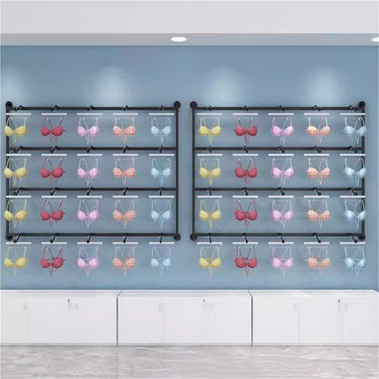 47.2in Underwear Display Stand, Clothing Store Boutiques Retail Lingerie Garment Rack, Metals, Commercial Shelves Clothes Rod, for Lingerie Socks Bra Panties Scarves(Gold,150 * 120cm)
