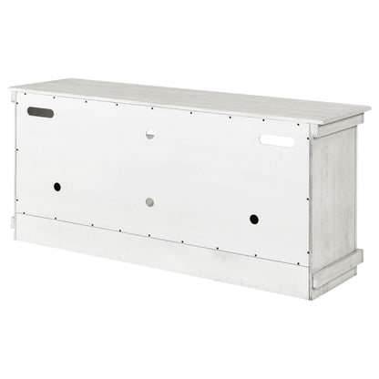 Coaster Home Furnishings - Payne - Wood - TV Stand with Two Door Cabinets, Shelves, Roughhewn Details and Farmhouse Style - Living Room - 60-Inch - Distressed White - 710052