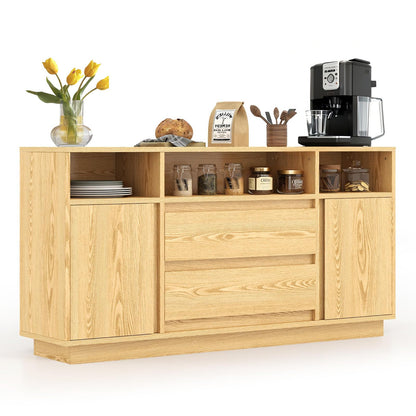 LUCKLIFE Sideboard Buffet Cabinet, White Kitchen Storage Cabinet with Modern Doors, Coffee Bar Cabinets for Entry, Hallway, Living Room(LightWhite)