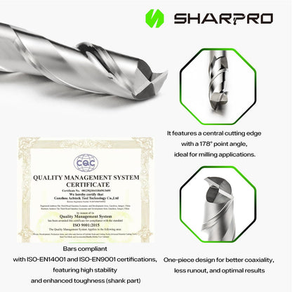 SHARPRO 1/4 Spiral Upcut Router Bit, CNC Router Bits, Up Cut Spiral Router Bits 1 4 Shank,Solid Carbide Router Bits, CNC Upcut Bit, Ideal for Wood Inlay, Plunge Plastic