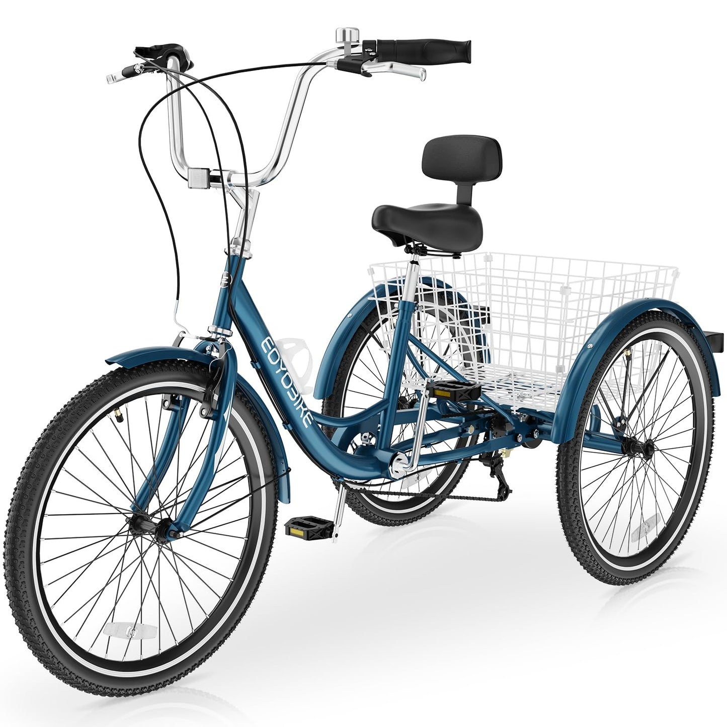 Slsy Adult Tricycle 7 Speed, 20/24/26 Inch Step-Through 3 Wheel Bike for Adults with Large Shopping Basket, 350 lb Capacity Adult Trike for Seniors, Women and Men