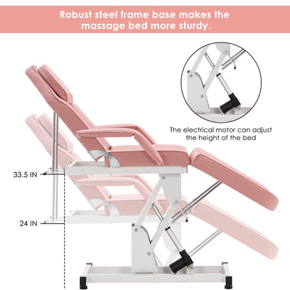 BarberPub Salon SPA Massage Bed Tattoo Chair Facial Adjustable Table Beauty Equipment 0100 (Pink)