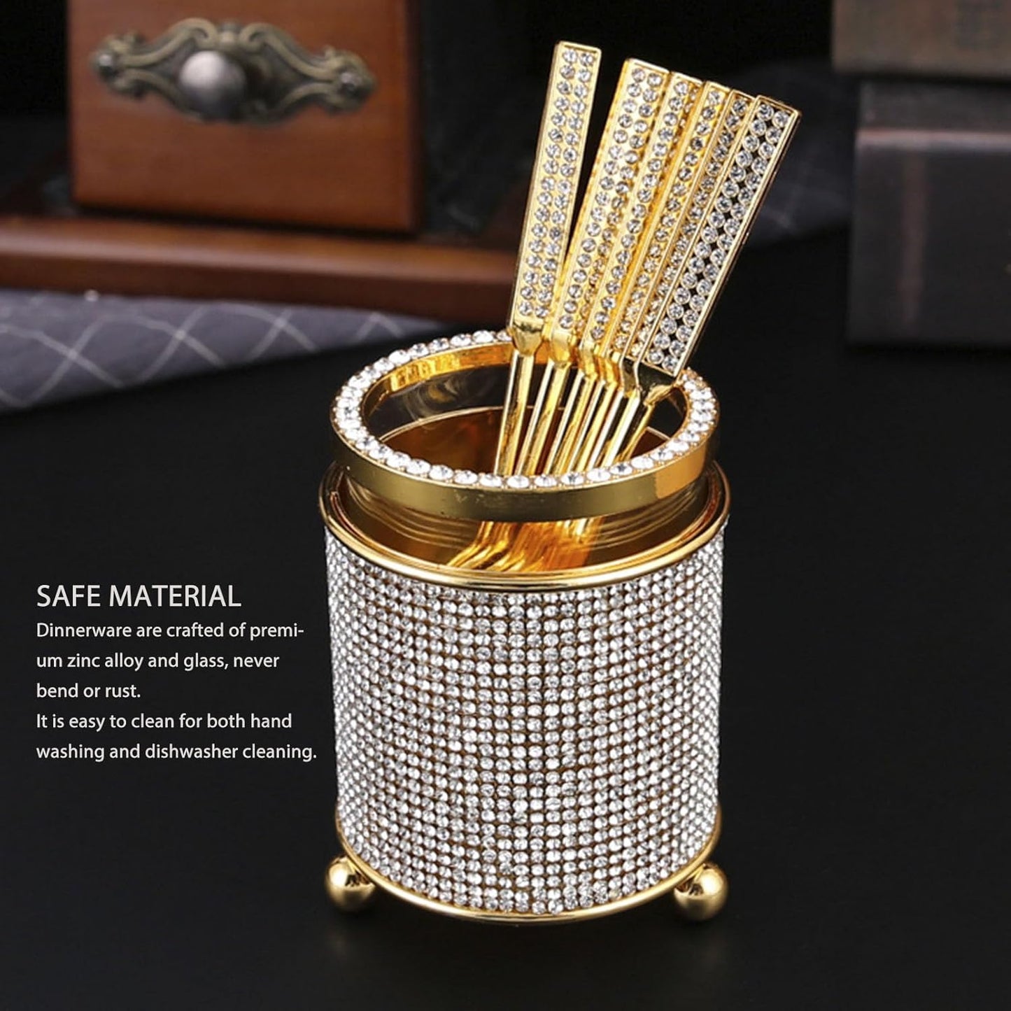 Coffee Spoons Set - 6Pcs Gold Espresso Spoons with Holder, Mini Teaspoons for Coffee, Ice Cream, Dessert
