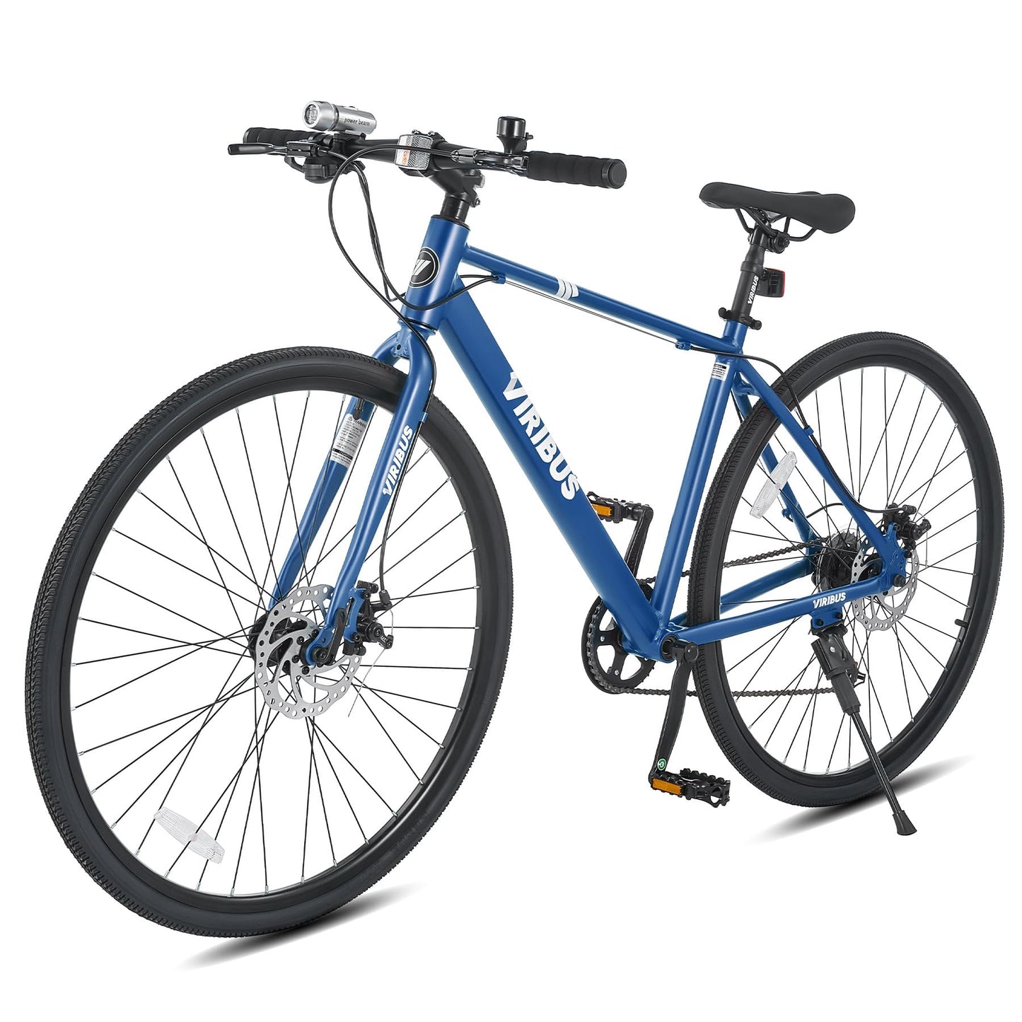 VIRIBUS Hybrid Bikes, 28 inch Road Bike for Tall Men, Lightweight Aluminum 700C City Bike Adults, 7 Speed Mens Commuter Bicycles, Hybrid Bicycle Men, Blue Large