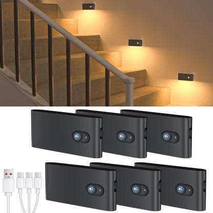 WILLED Motion Sensor Night Light, Rechargeable Stair Lights Indoor, Warm White Motion Sensor Light Indoor, Battery Operated Night Light for Hallway, Stairway, Bathroom, Bedroom, Kitchen, 3 Pack