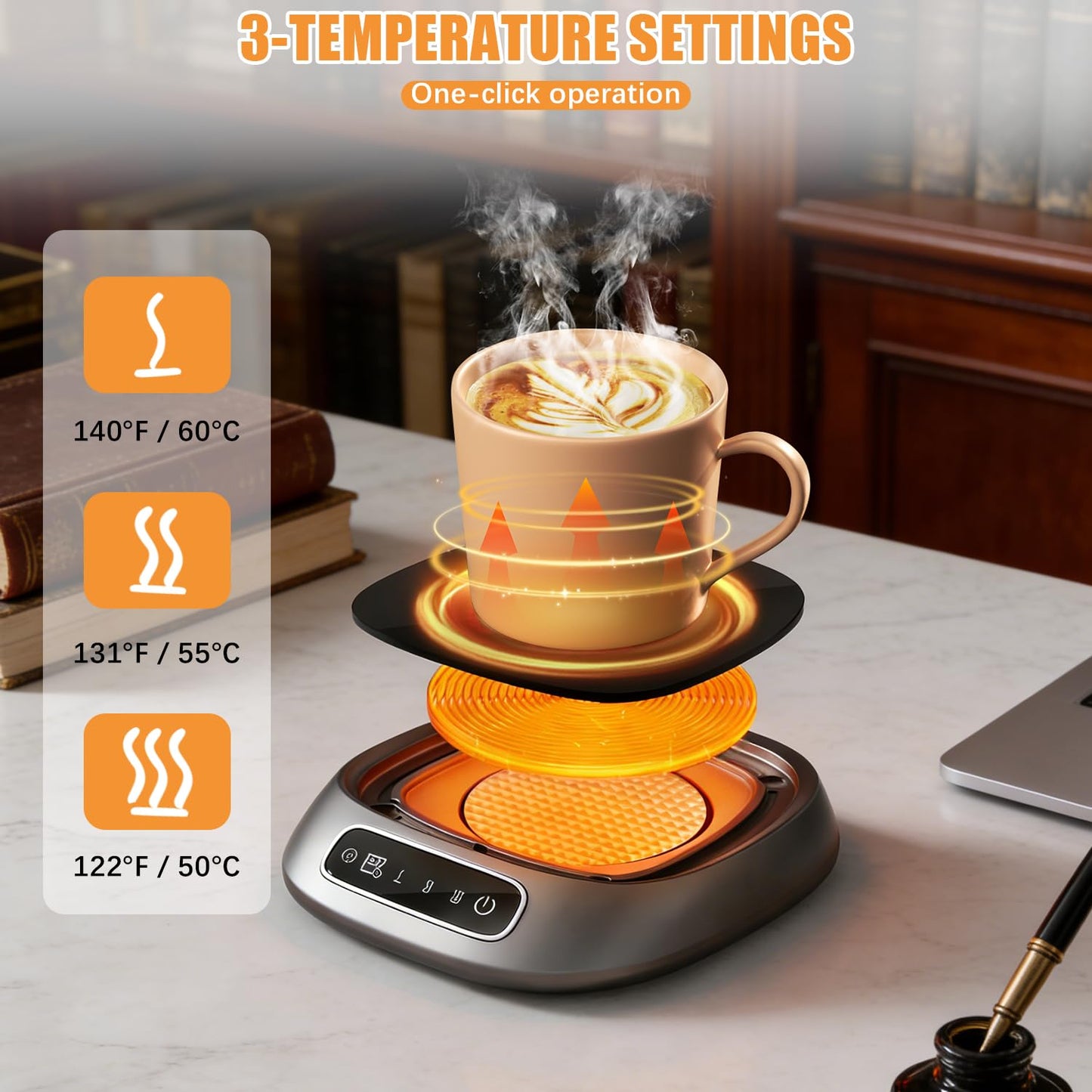 Coffee Mug Warmer,USB Cup Warmer for Desk,Smart Electric Coffee Heating Plate,Three Adjustable Electric Drink Cup Heater for Kitchen, Travel
