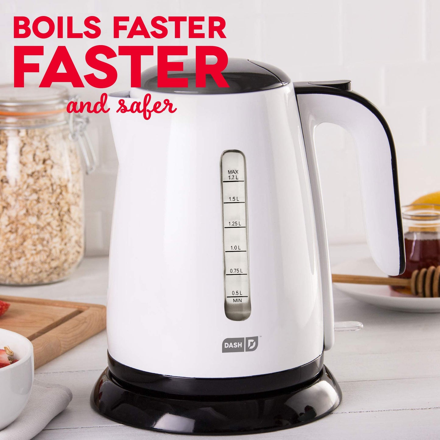 Dash Easy Electric Kettle + Water Heater with with Rapid Boil, Cool Touch Handle, Cordless Carafe + Auto Shut off for Coffee, Tea, Espresso & More, 57 oz. / 1.7L - Aqua