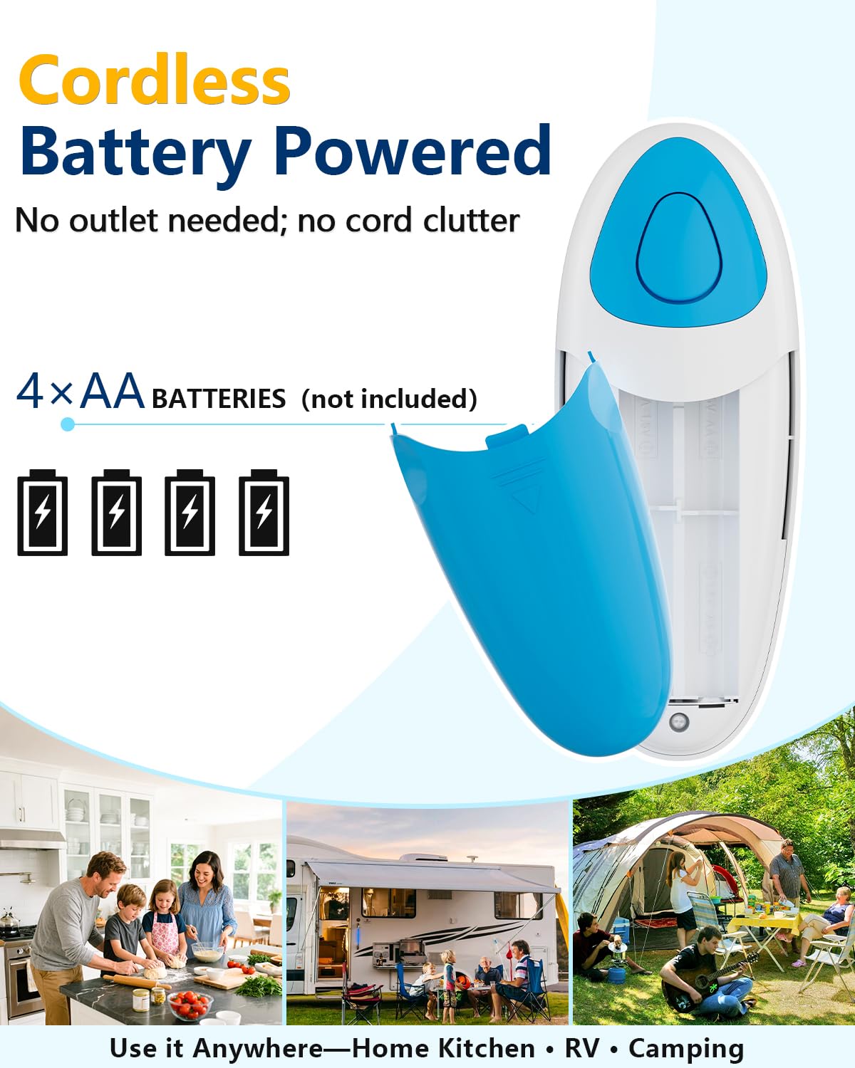 Electric Can Opener for Seniors Arthritis: Battery Operated, Hands free, Cordless, One Touch, Easy to Clean - Automatic Can Opener Smooth Edge with Powerful Motor for Kitchen by Befumly