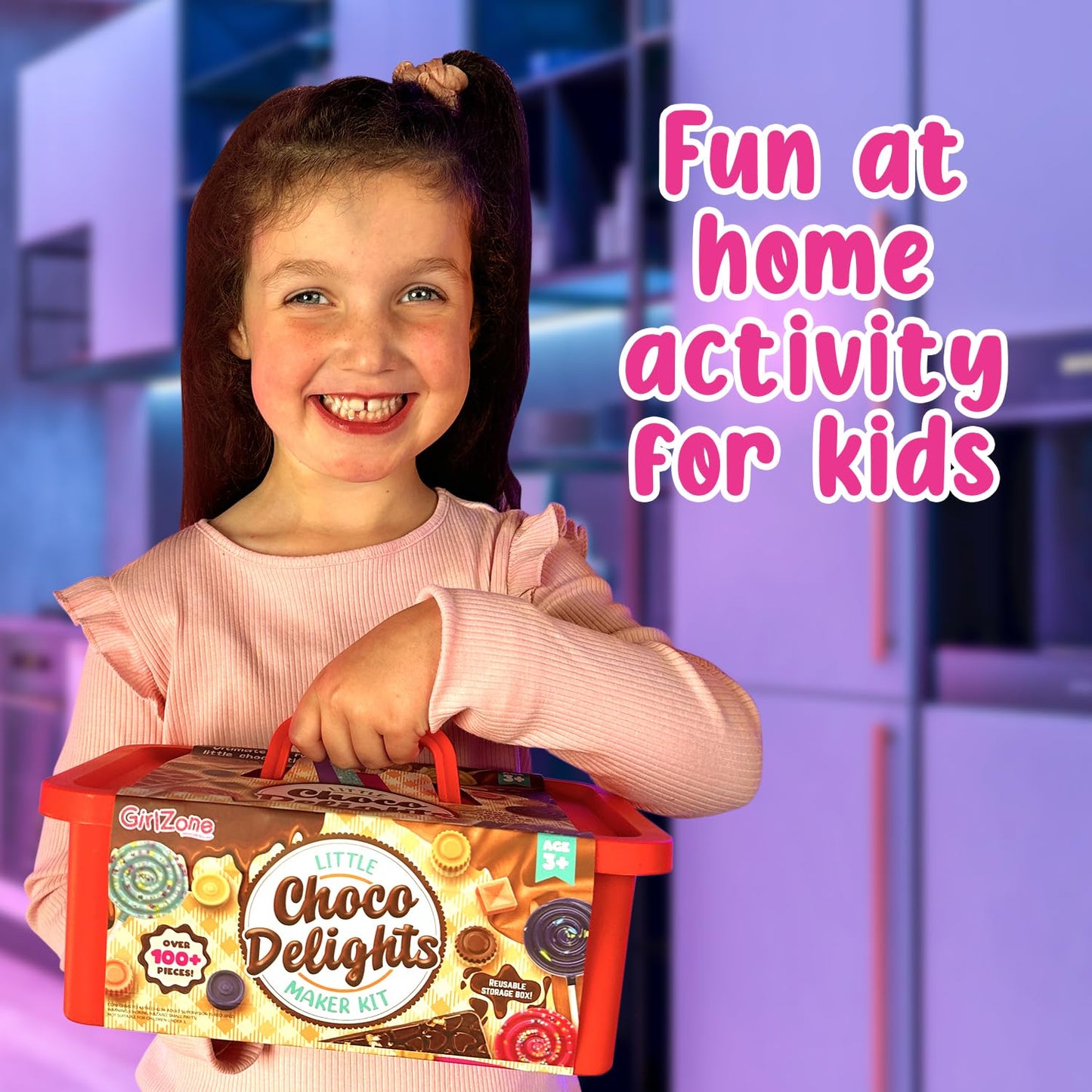 GirlZone Little Choco Delights Maker Kit, Chocolate Making Set for Kids with Candy Bar Molds, Lolly Sticks & Wrappers, Fun Creative Activity, Birthday Gift for Girls Ages 8+