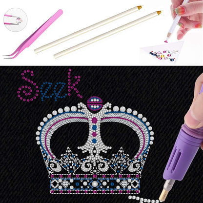 Hotfix Applicator, 7-in-1 Hot Fix Rhinestone Applicator Wand Setter Tool Kit with AB Crystal Rhinestones, 7 Tips, 2 Pencils and Tweezers