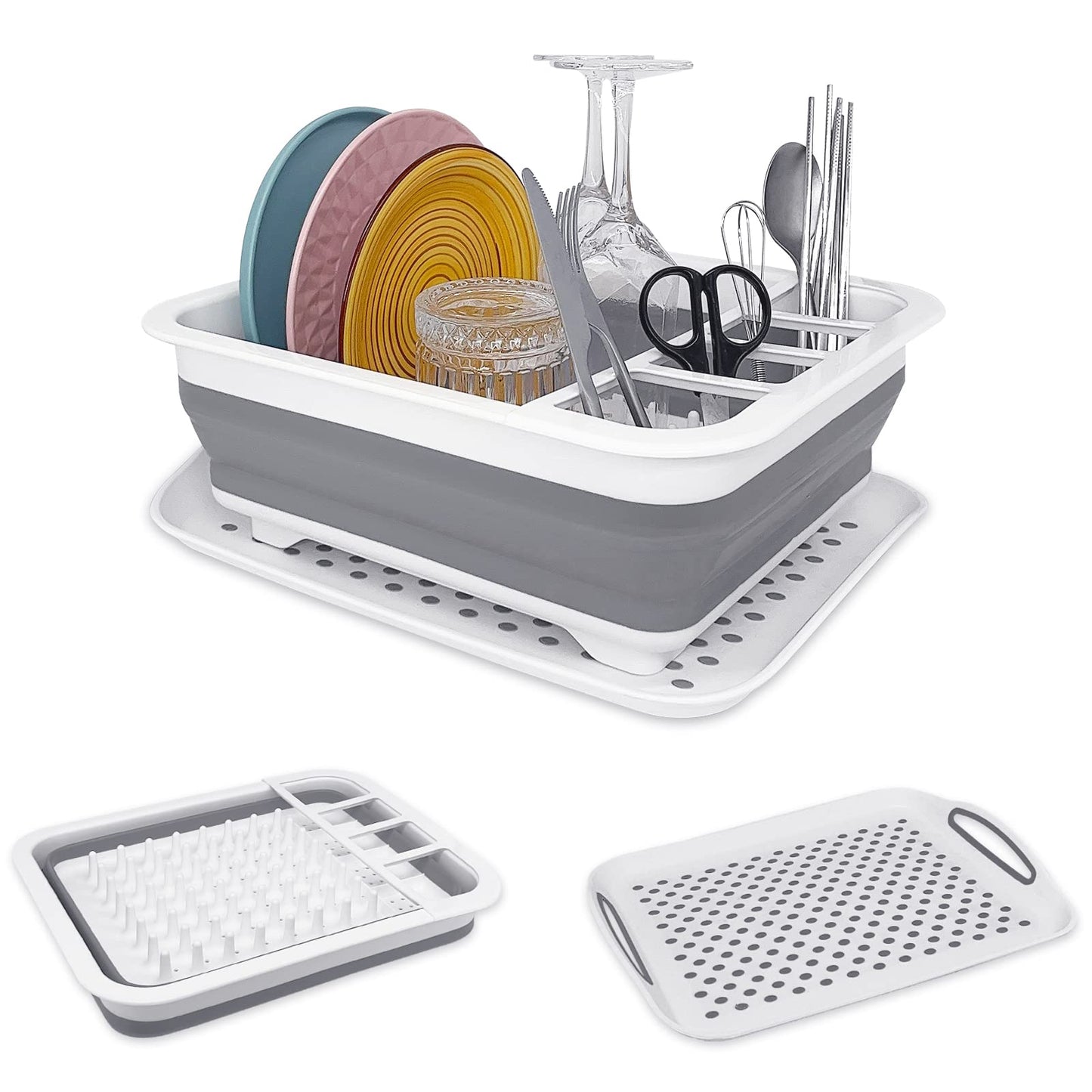 Collapsible Dish Drainer with Drain Plug & Swivel Spout - Space-Saving, Portable Dish Rack for Kitchens, RVs, Campers & Travel Trailers