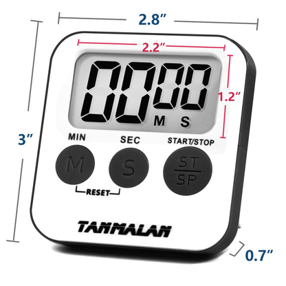 Tanmalan Kitchen Timer for Cooking Loud Alarm, Large Display, Auto Memory Loud Alarm, Large Display,Big Button，for Kids for Teacher Classroom Must Haves,Count Down-up,Easy to use (6.0-Grey)