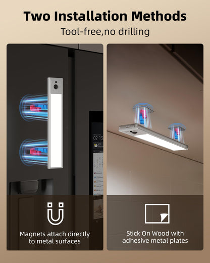 EZVALO 5-Pack Under Cabinet Lighting, 2400mAh Rechargeable Motion Sensor Light, 10inch Magnetic Closet Lights with Dimmable & 3 Color Temps, Wireless Motion Activated Lights with Remote for Kitchen