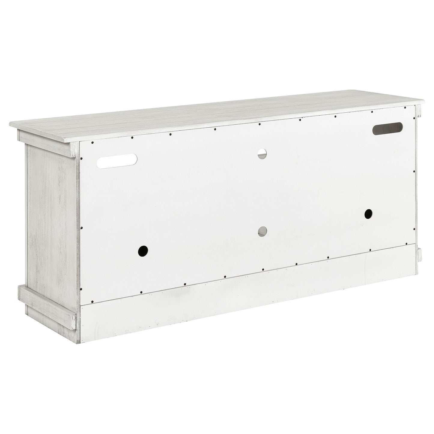 Coaster Home Furnishings - Payne - Wood - TV Stand with Two Door Cabinets, Shelves, Roughhewn Details and Farmhouse Style - Living Room - 60-Inch - Distressed White - 710052