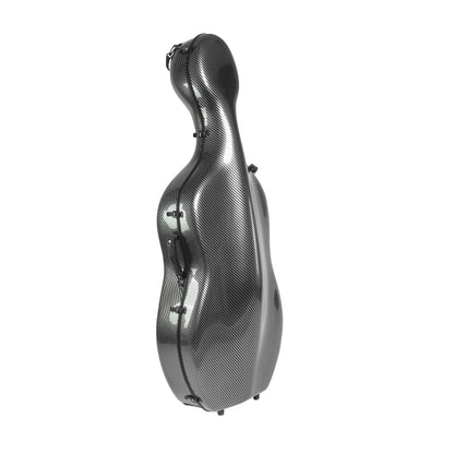 MI&VI Forte Series Hard Cello Case (Full Size) with Wheels — Polycarbonate Tough Shell Case for 4/4 Sized Cellos (Silver)