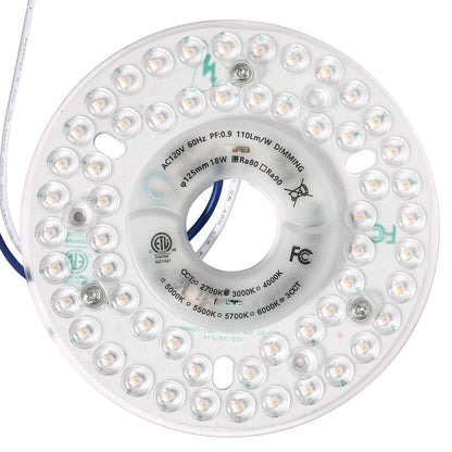 Ledytech 4.92'' LED Ceiling Fan Light Retrofit Kit, Ceiling Flush Light, Ceiling Light Replacement Panel PCB Dimmable 18W 2200LM 3000K (Warm White 3000K)