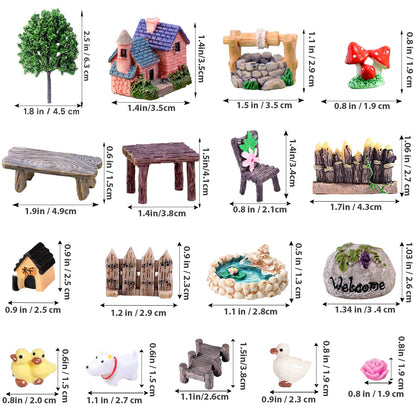 Fairy Garden Accessories, Fairies Welcome Garden Kit, 48pcs Miniature Fairy Garden Ornament for Christmas Decoration Fairy Garden Potted Plant Desk Decor