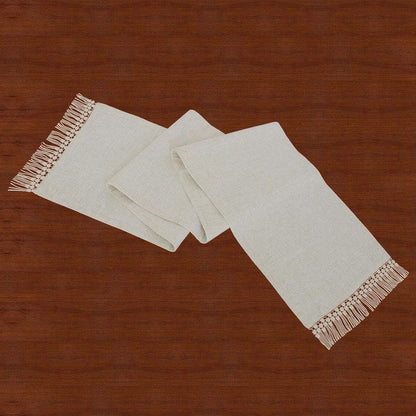 Grelucgo Natural Color Lined Fringe Table Runner or Dresser Scarf, 14 x 48 inches