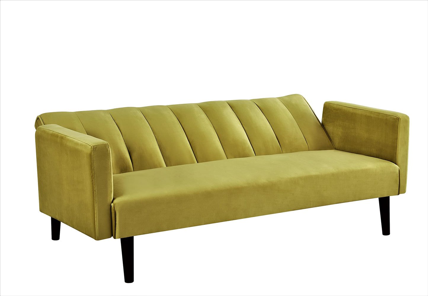 Container Furniture Regal Modern Convertible Full Out Futon Sofa Bed Compact Channel Stitch Velvet Sleeper Couch Bed for Living Room, Bedrooms, Apartments, and Dorm, 72 Inch, Golden Yellow
