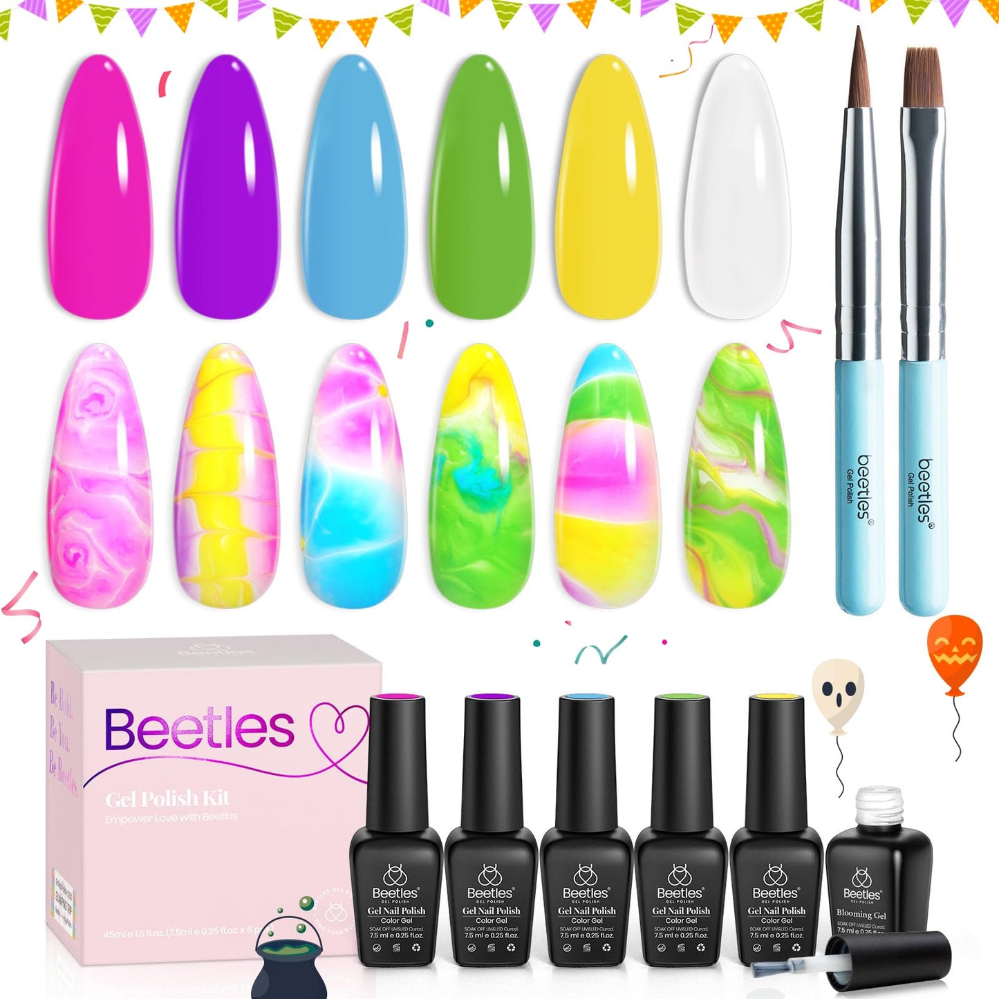 Beetles Jelly Gel Nail Polish Set, 6 Colors Milky White Nude Pink Brown Sheer Gel Polish Kit Nail Concealer Translucent Effect Soak Off Uv French Nail Art Gift for Women Ultimate Monochrome Collection