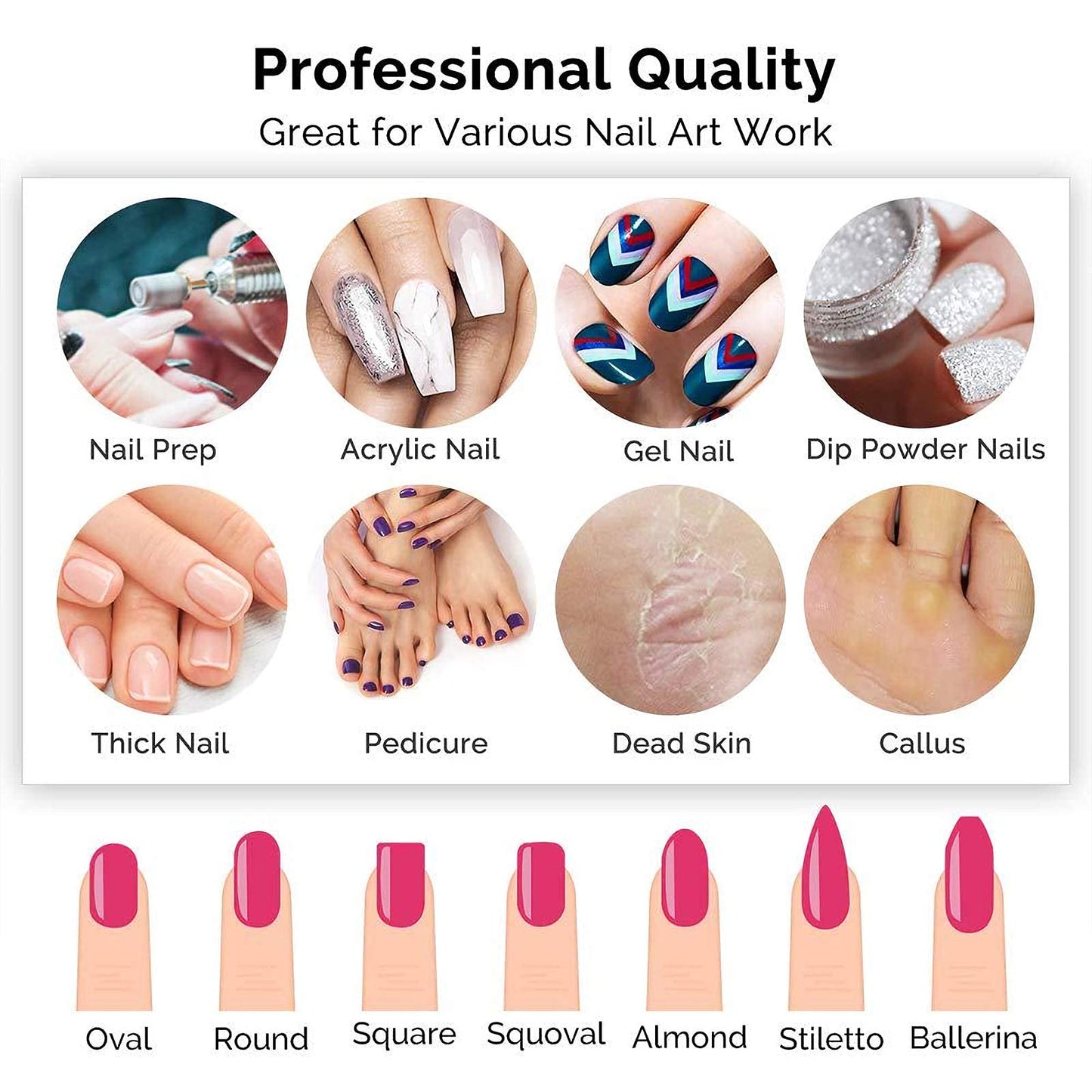 MelodySusie Professional Clip-on Nail Drill with Silicone Heat-Resistant Anti-Vibration Handle, SC300I Rechargeable 30,000RPM Cordless Nail E File Kit for Home and Salon Use