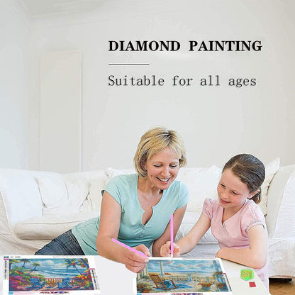 Tiwabb 3 Pack Beach Leisure Diamond Art Kits for Adults Beginners,Diamond Painting Kits for Adults,5D Full Drill DIY Diamond Dot Gem Art Kit Wall Home Decor Arts Craft 12x16 inch