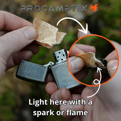 Procamptek Fire Strip Roll 55-feet Weatherproof Waxed Fire Starter Tinder Tape for Emergency, Camping, Survival, Fire pits | Made in North America