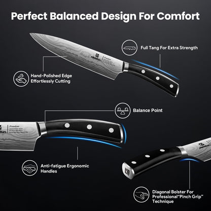 15 PC Magnetic Knife Sets for Kitchen with Block, Kitchen Knife Set Made of German High Carbon Stainless Steel Damascus Pattern as Gift for Couple, Wedding, Women or Mom with Gift Box