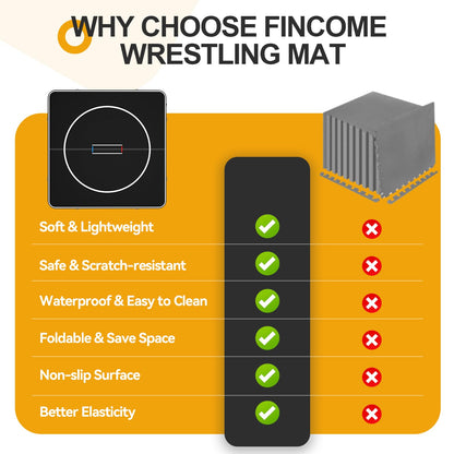 FINCOME Inflatable Wrestling Mat 16ft/13ft/10ft, 4" Thick Foldable Jiu Jitsu Mats Wrestling Mats for Home Outdoor Indoor, Waterproof PVC Mat for Gymnastics, BJJ, MMA, Grappling, Judo, Boxing, 10ft*10ft*4inch
