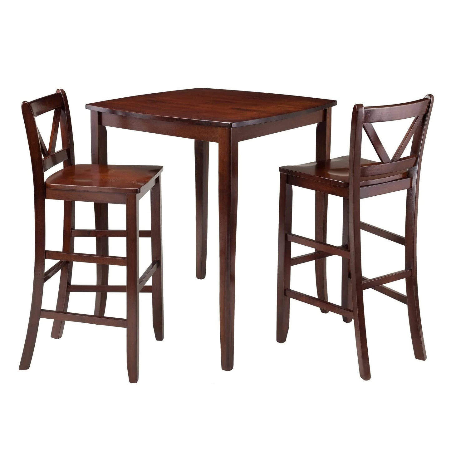 Winsome Wood Inglewood 3-Pc High Table with 2 Bar V-Back Stools
